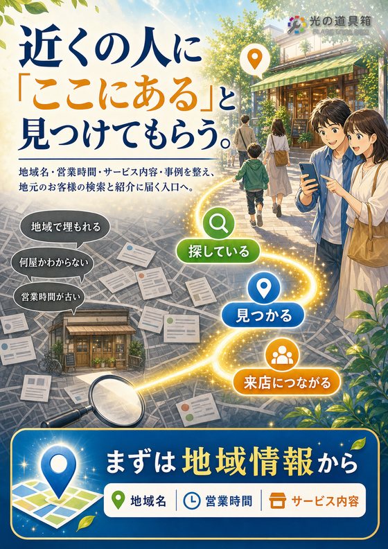 地域のお客様に見つけてもらうための情報発信を整えるのチラシ