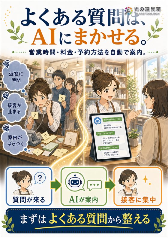 よくある質問への対応をAIに任せて、接客に集中するのチラシ