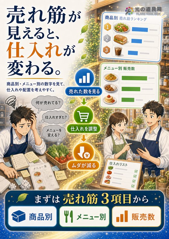 何が売れているかを見て、仕入れとメニューを見直すのチラシ