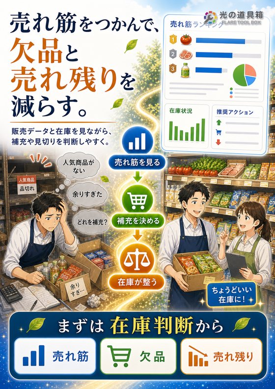 売れ筋商品を把握して、欠品と売れ残りを減らすのチラシ