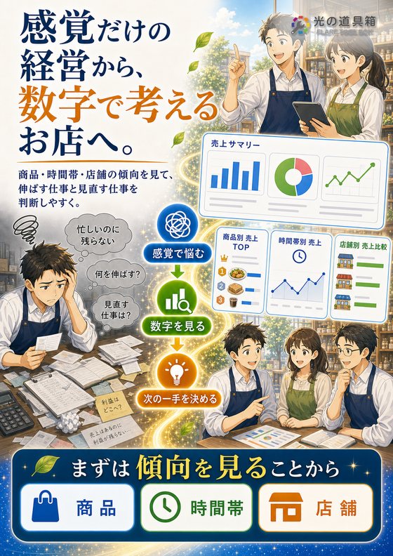 感覚頼みの経営から、売上データで考えるお店づくりへのチラシ