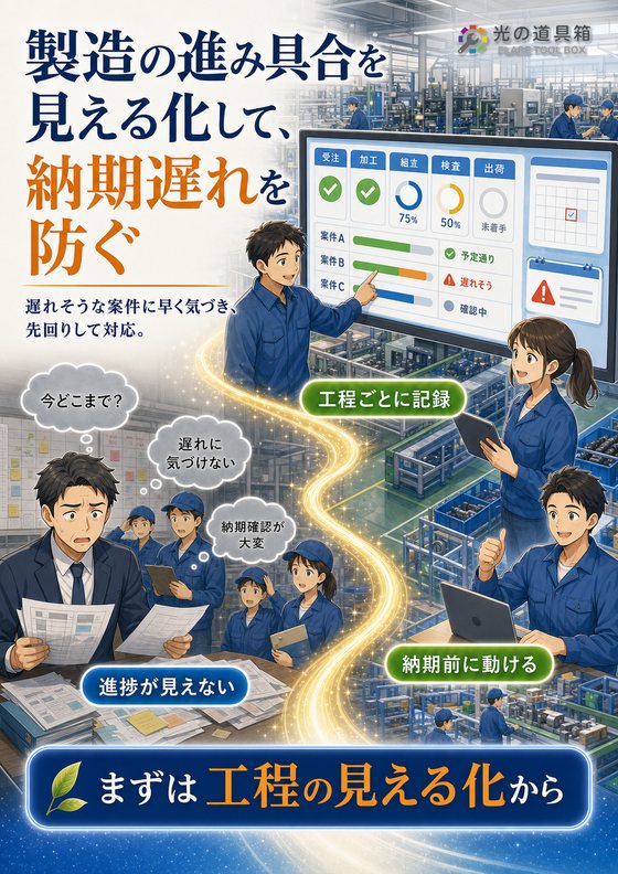 製造の進み具合を見える化して、納期遅れを防ぐのチラシ