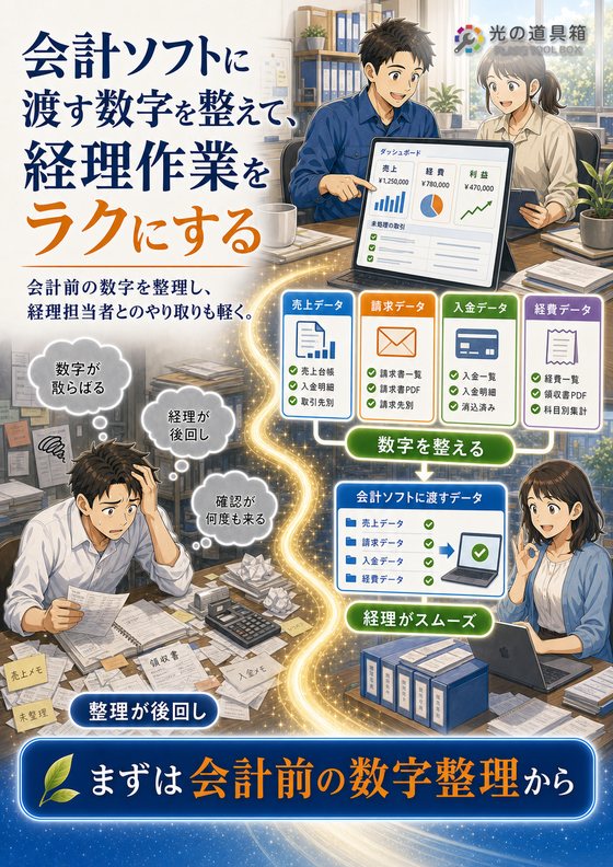 会計ソフトに渡す数字を整えて、経理作業をラクにするのチラシ