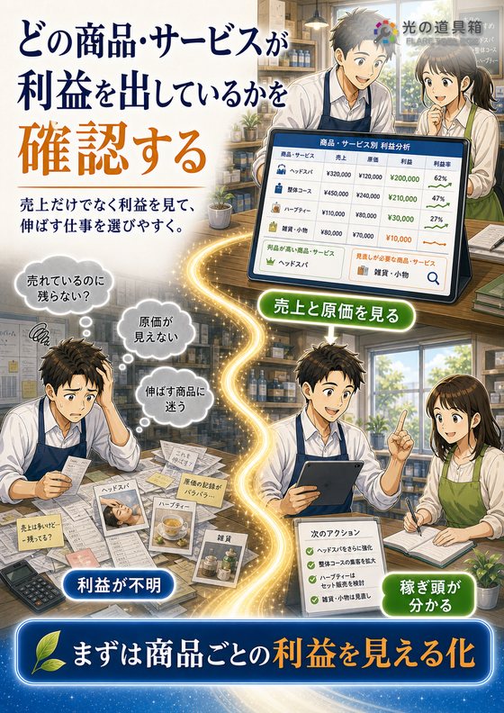 どの商品・サービスが利益を出しているかを確認するのチラシ