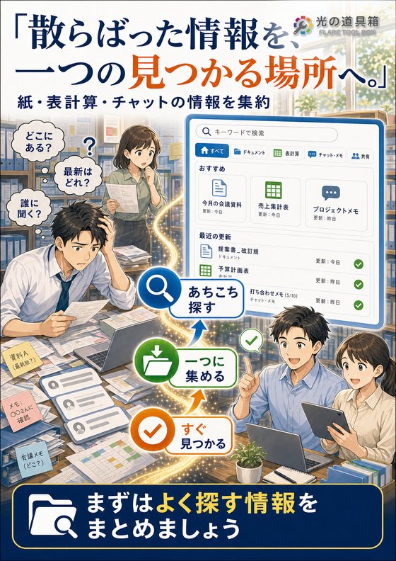 紙・Excel・LINEに散らばった情報を一つにまとめるのチラシ
