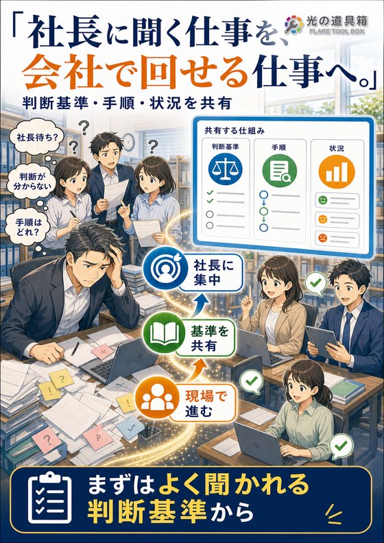 社長に聞かないと分からない仕事を、会社で回せる仕組みにのチラシ